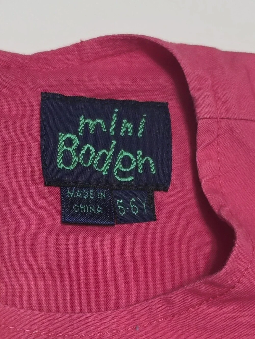 Mini Boden Girl's Sided Big Flower Pink Dress Sz 5-6Y